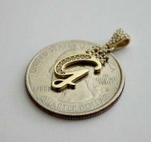 Load image into Gallery viewer, 10K Yellow Gold Crown Initial Letter Pendant Charm with CZ for Ladies Woman Girl
