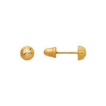 Load image into Gallery viewer, 14K Yellow or White Gold Diamond Cut Ball Stud Earrings 4mm Wide Screw Backing