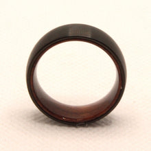 Load image into Gallery viewer, Tungsten Carbide Flat Dark Gray Brushed Finish Inner Wood Wedding Band Ring 8mm
