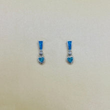 Load image into Gallery viewer, Sterling Silver Synthetic Opal Stud Earrings With Heart Shape