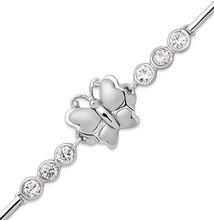 Load image into Gallery viewer, 14K White Gold Fancy Butterfly D/C Bracelet 3mm Wide, 9mm Center H Clasp