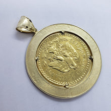 Load image into Gallery viewer, 10k Yellow Gold Eagle Mexico 50 Peso Coin Bezel 2" (50mm) Diameter Greek Key