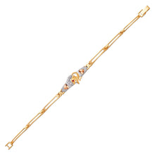Load image into Gallery viewer, 14K Tricolor Gold Fancy Dolphin D/C Bracelet 3mm Wide, 12mm Center H Clasp