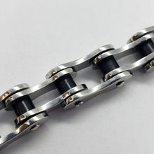 Load image into Gallery viewer, Stainless Steel Bicycle Chain Bracelet Black Rubber Accent for Men 1/2 inch