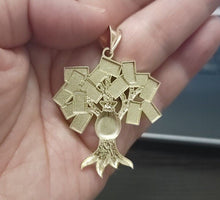 Load image into Gallery viewer, 10K Solid Real Gold Money Tree Pendant Charm $100 Dollar Bag Diamond Cut 3 Sizes