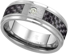 Load image into Gallery viewer, 6mm 8mm Tungsten Diamond Wedding Ring for Him Her Comfort fit Sizes 4 to 13
