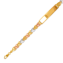 Load image into Gallery viewer, 14K Tri Color Gold Faceted DC Guadalupe ID Bracelet 6mm Wide 8mm Center 7" Chain
