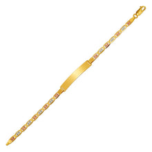 Load image into Gallery viewer, 14K Tricolor Gold Valentino ID Bracelet 6.5mm/4mm 7" 8" Engraving Available