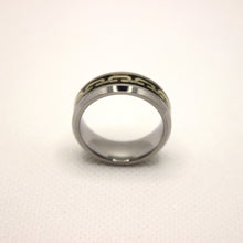Load image into Gallery viewer, Tungsten Carbide Flat Yellow Chain Link Inlay Beveled Edge Wedding Band Ring 8mm