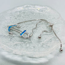 Load image into Gallery viewer, Sterling Silver Synthetic Opal Anchor Bolo Bracelet for Women lobster lock