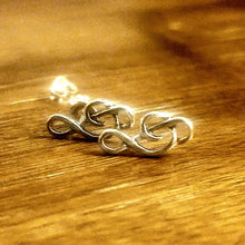 Load image into Gallery viewer, 925 Solid Sterling Silver Treble G-Clef Stud Earrings, 9/16 inch long 14mm Wide