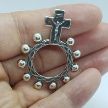 Load image into Gallery viewer, 925 Sterling Silver Rosary Ring One Mystery Single Decade Ring Rosary