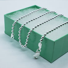 Load image into Gallery viewer, 925 Sterling Silver Plain Pallini Bead Ball Chain Bracelet Necklace 3mm 7"~30"