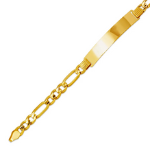 Load image into Gallery viewer, 14K Yellow Gold Figaro Concave ID Bracelet 7mm/6mm Wide 8" Engraving Available