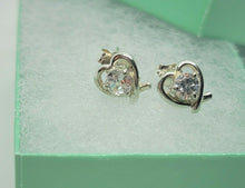 Load image into Gallery viewer, Sterling Silver Small Heart Earring with CZ