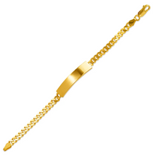Load image into Gallery viewer, 14K Yellow Gold Shiny Curb Kids ID Bracelet 7mm/6mm Wide 6" Engraving Available