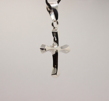 Load image into Gallery viewer, 925 Sterling Silver Skinny Beveled Edge Rhombus Shape Cross Pendant 28.3mm