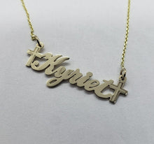 Load image into Gallery viewer, 10K Solid Yellow Gold Handmade Personalized Custom Name Pendant Charm with Cross
