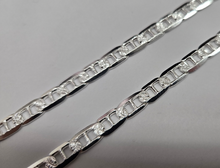 Load image into Gallery viewer, 925 Sterling Silver Flat Mariner Link Chain Diamond Cut Necklace 5.8mm 7" to 30"