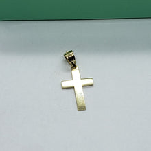 Load image into Gallery viewer, 10K Yellow Gold High Polish Simple Flat Cross Charm Pendant Crucifix 3 Sizes