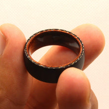 Load image into Gallery viewer, Tungsten Carbide Flat Dark Gray Brushed Finish Inner Wood Wedding Band Ring 8mm