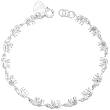 Load image into Gallery viewer, 925 Sterling Silver Anklet with Linked Elephants 7mm, Fits 9" to 10" Ankles