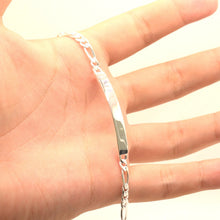 Load image into Gallery viewer, 925 Sterling Silver Personalized Custom Engraved Figaro Link ID Bracelet 5mm