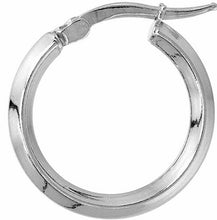 Load image into Gallery viewer, Sterling Silver Click Tob Hoop Earrings for Women 2mm Diamond Shape Tubing Italy