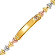 Load image into Gallery viewer, 14K Tri Color Gold 15 Anos Quinceanera Diamond Cut Faceted ID Bracelet 7mm Wide