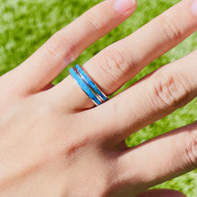 Load image into Gallery viewer, 2.5mm, 3mm Sterling Silver Synthetic Opal Stackable Ring for Women and Girls