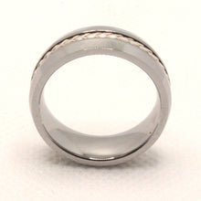 Load image into Gallery viewer, Tungsten Carbide Sterling Silver Rope Inlay Beveled Edges Wedding Band Ring 8mm