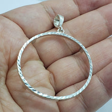 Load image into Gallery viewer, Sterling Silver Bezel 38mm Prong Back Diamond Cut Fit Mexican Olympic One Dollar