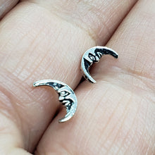 Load image into Gallery viewer, 925 Sterling Silver Tiny Moon Stud Earrings 3/8 inch for Girl Women (10mm Wide)