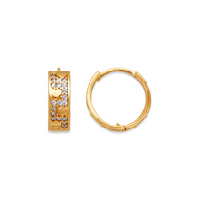 Load image into Gallery viewer, 14K Gold Hoop Earrings Sparkling Accents Elegant Huggie Hoop for Women 4.5x14mm