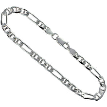 Load image into Gallery viewer, 925 Sterling Silver Beveled Edge Figarucci Link Chain Necklace 5.5mm 7" to 30"