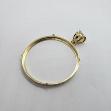 Load image into Gallery viewer, 14k Yellow Real Gold Coin Edge Holder Bezel 38.2 mm Pendant for Egle Pesos Coin
