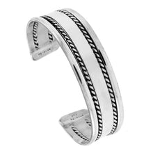 Load image into Gallery viewer, Sterling Silver Cuff Bracelet Flat Wire with 2 Ropes Handmade
