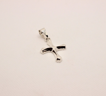 Load image into Gallery viewer, 925 Sterling Silver Skinny Beveled Edge Rhombus Shape Cross Pendant 28.3mm