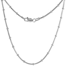 Load image into Gallery viewer, 925 Sterling Silver Beaded Square Snake Station Chain Necklace 2mm 7" to 20"