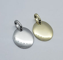 Load image into Gallery viewer, 14K Yellow White Gold Plain Oval Pendant Disc Charm High Polished 1.6g 11.5x15mm