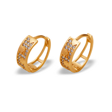Load image into Gallery viewer, 14K Gold Hoop Earrings Sparkling Accents Elegant Huggie Hoop for Women 4.5x14mm