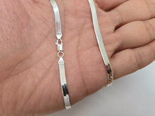 Load image into Gallery viewer, 925 Sterling Silver Beveled Edges Herringbone Chain Necklace 3mm 7" to 30"