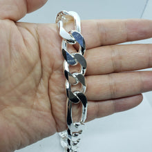 Load image into Gallery viewer, 925 Sterling Silver Heavy Thick Figaro Chain Beveled Edge Bracelet Necklace 16mm