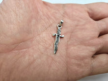 Load image into Gallery viewer, 925 Sterling Silver Wavy Blade Dagger Pendant 1 5/32 (29mm) Inch Tall