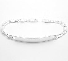 Load image into Gallery viewer, 925 Sterling Silver Personalized Custom Engraved Figaro Link ID Bracelet 5mm