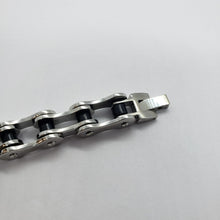 Load image into Gallery viewer, Stainless Steel Bicycle Chain Bracelet Black Rubber Accent for Men 1/2 inch