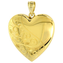 Load image into Gallery viewer, 925 Sterling Silver Gold Plated Scroll Heart Locket Pendant 1 Inch (25mm) Tall