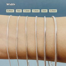 Load image into Gallery viewer, Sterling Silver Snake Chain Necklaces & Bracelets 1mm Thin wide Sizes 16-30 Inch