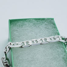 Load image into Gallery viewer, Sterling Silver D/C Flat Mariner Link Chain Necklace Bracelet 6.4 mm 7-30 inch