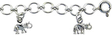 Load image into Gallery viewer, Sterling Silver Dangling Elephants Charm Anklet for Women